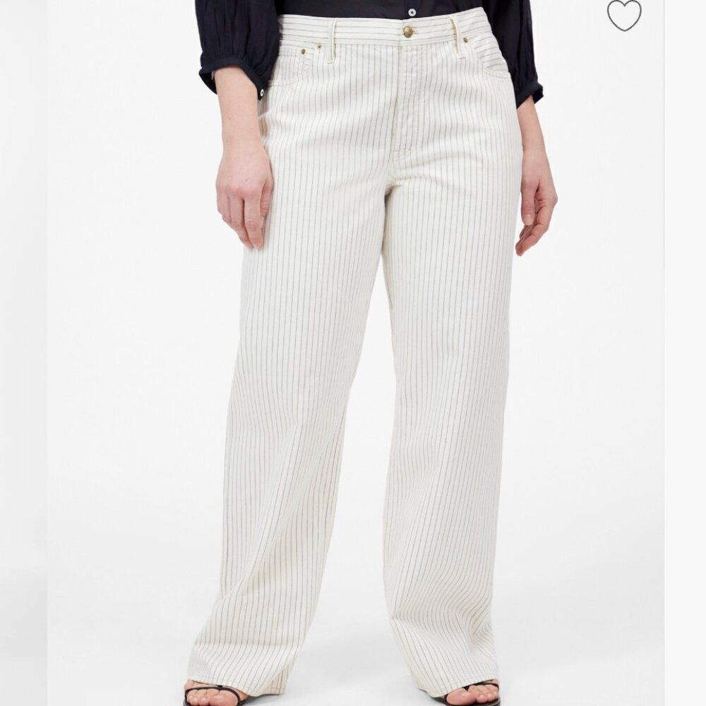 Madewell NU019 ivory and gray striped Low-Slung Baggy Jeans